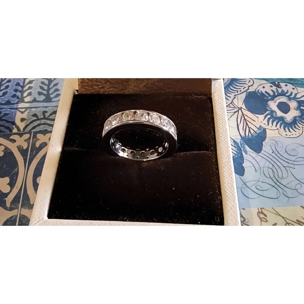 Stunning New 9Ct. Round Cut Sim Diamond Eternity Band Ring Sz 8